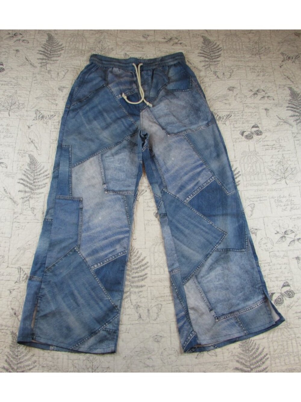 EUC Anthropologie Pilcro low rise wide leg Patchwork Pant Baggy womens Small S - Picture 2 of 8